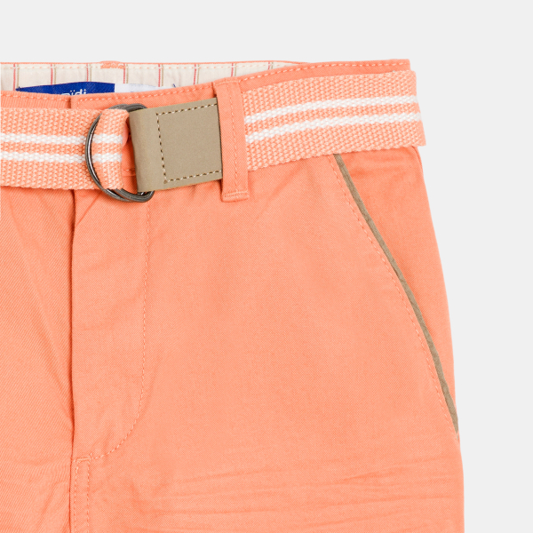 شورت برمودا قصير بحزام مشمشي للأولاد